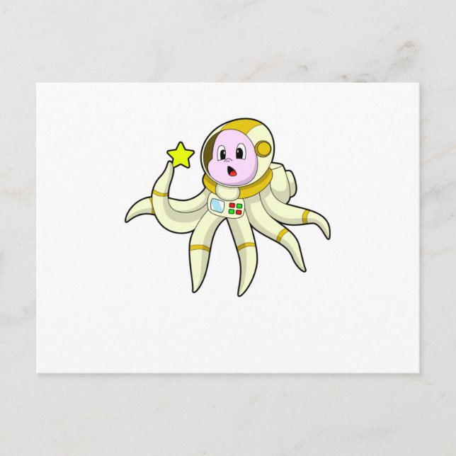 Carte Postale Poulpe en plongeur avec étoile (Devant)