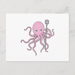 Carte Postale Poulpe en sorcier avec trident