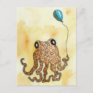 Carte postale poulpe et ballon