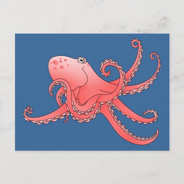 Carte Postale poulpe orange (Devant)