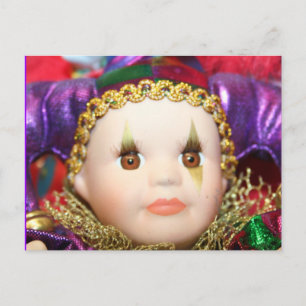 Carte Postale Poupée clown Mardi Gras