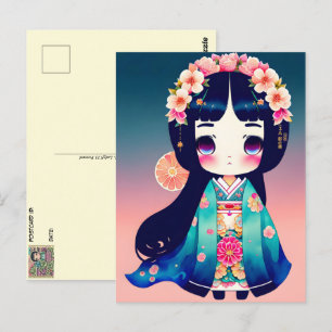 Carte Postale Poupée Cute Kokeshi, poste
