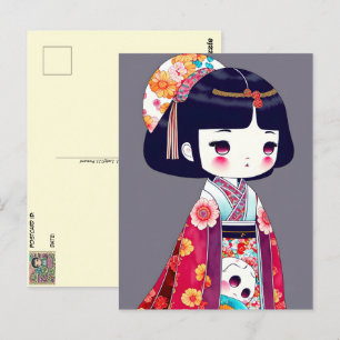 Carte Postale Poupée Cute Kokeshi, poste