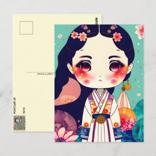Carte Postale Poupée Cute Kokeshi, poste