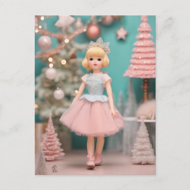 Carte Postale Poupée de Noël Pastel Retro (Devant)