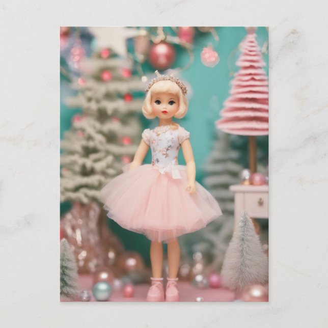 Carte Postale Poupée de Noël Retro Pastel (Devant)