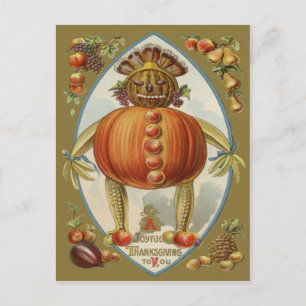 Carte Postale Poupée de récolte Citrouille Pomme Poire Maïs Rais