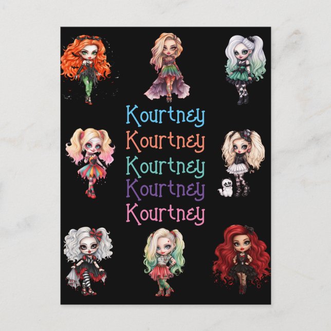 Carte Postale Poupée Éffrayante Halloween Thème avec nom (Devant)