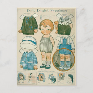 Carte postale Poupée en papier amoureuse de Dolly 