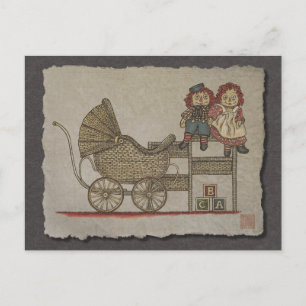 Carte Postale Poupée et bébé raggedy Buggy