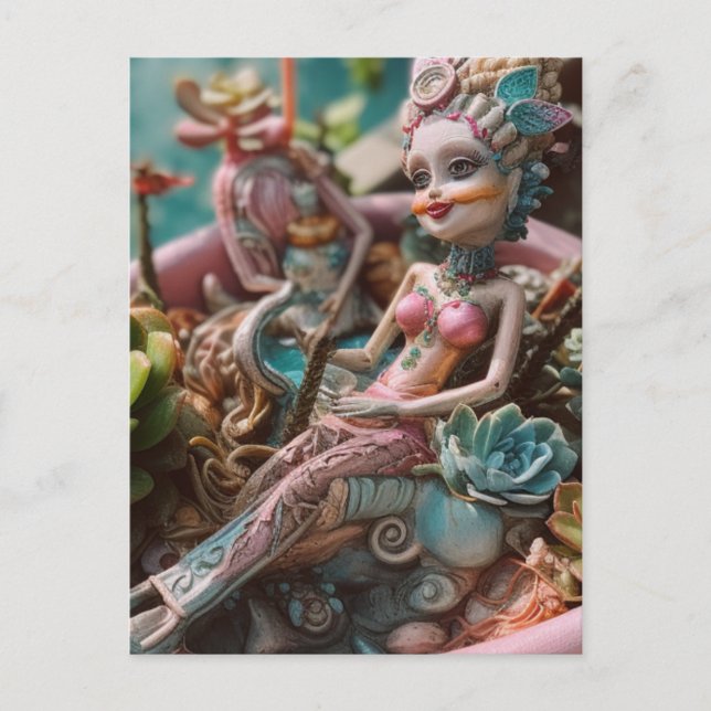 Carte postale poupée et Plante (Devant)