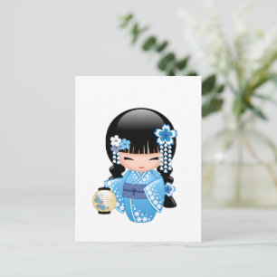 Carte Postale Poupée Kokeshi hiver - Geisha Girl