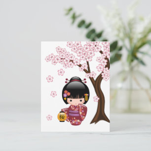 Carte Postale Poupée Kokeshi Sakura - Guérison de la Geisha Mign