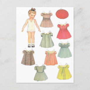 Carte Postale Poupée papier vintage