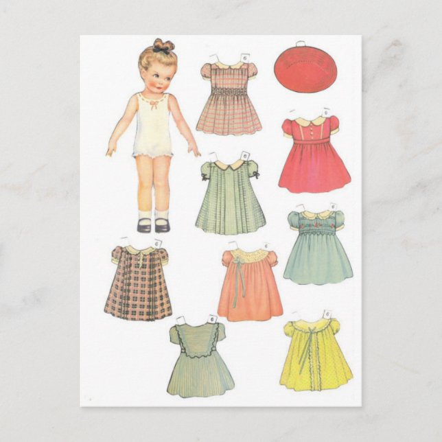 Carte Postale Poupée papier vintage (Devant)