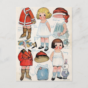 Carte Postale Poupée papier vintage