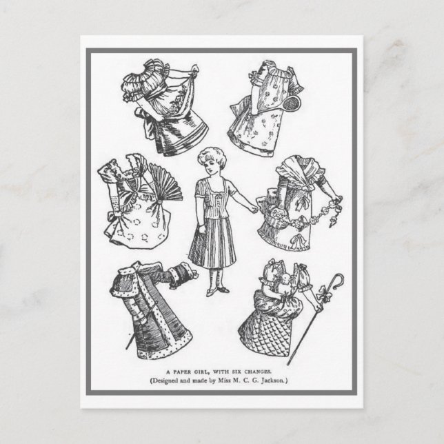 Carte postale poupée papier vintage (Devant)