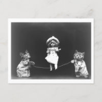 Poupée vintage et chats saut la corde Oddity