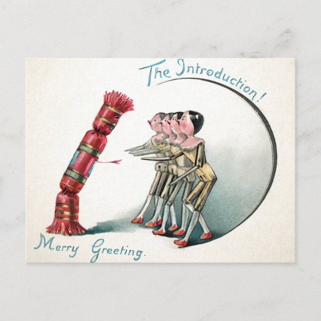 Carte Postale Poupées en bois victorien vintage Introduction (Devant)