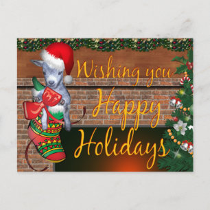 Carte postale pour bébé chèvre de Noël