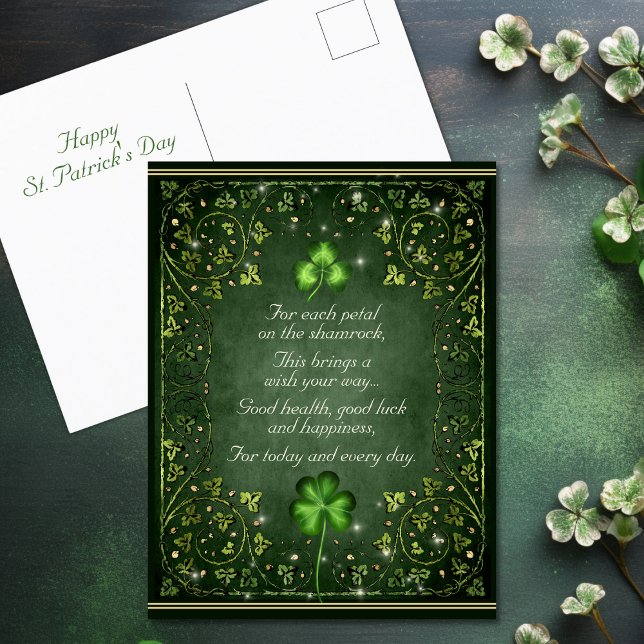 Carte Postale Pour chaque pétale le jour de la Saint Patrick Sha (For Each Petal on the Shamrock St Patrick's Day Postcard)