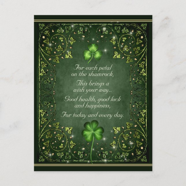 Carte Postale Pour chaque pétale sur le Shamrock - Irlandais Dir (Devant)