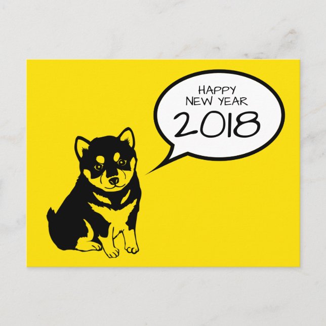 Carte postale pour chien Nouvel An personnalisée J (Devant)