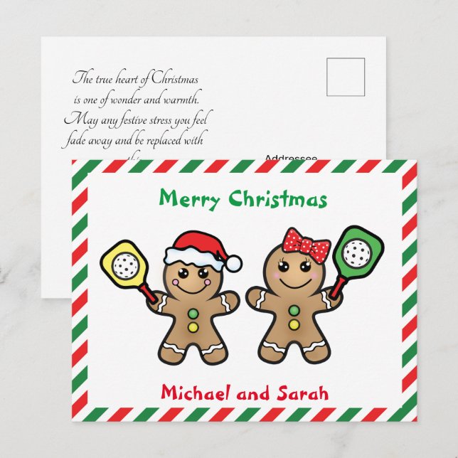 Carte Postale Pour Couple Pickleball Gingbread personnes (Devant / Derrière)