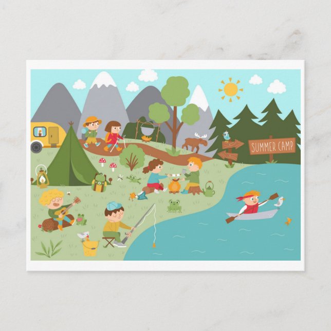Carte postale pour enfants au camp d'été (Devant)