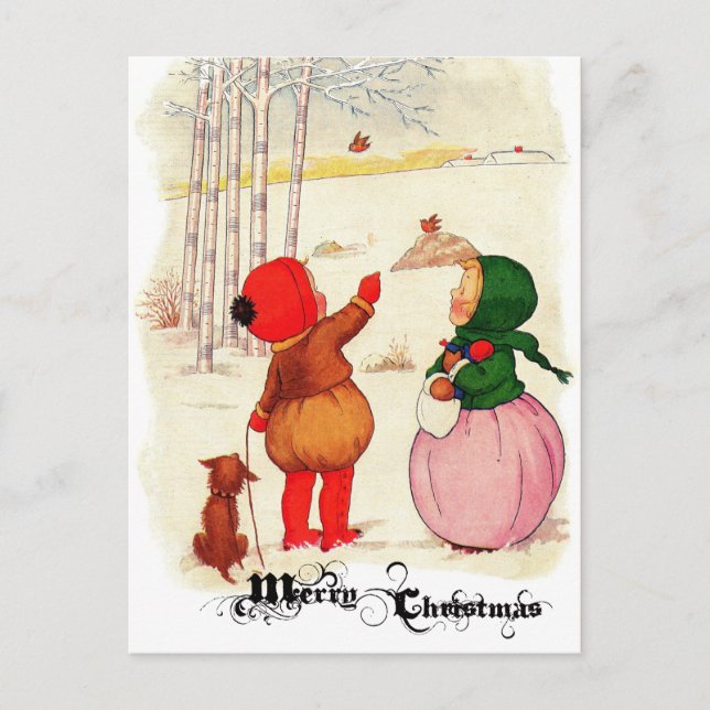 Carte postale pour enfants de Noël victorien (Devant)