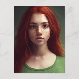 Carte postale pour fille à poils rouges Freckle Fa