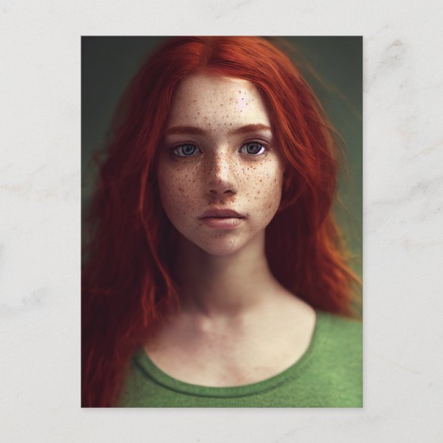 Carte postale pour fille à poils rouges Freckle Fa (Devant)