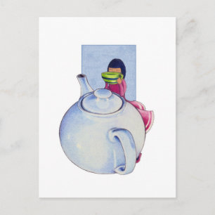 Carte postale pour fille avec thé