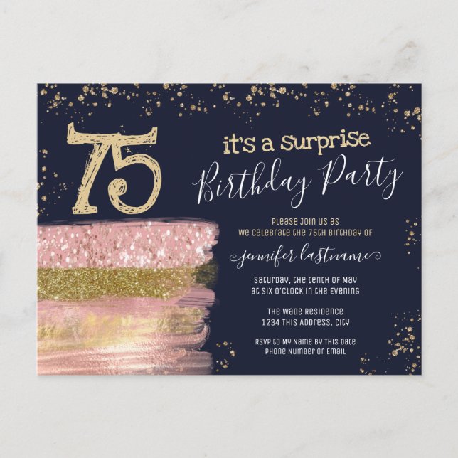 Carte postale pour la fête surprise des 75 ans ave (Devant)