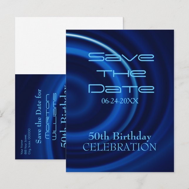 Carte postale pour les 50 ans - Save the Date (Devant / Derrière)