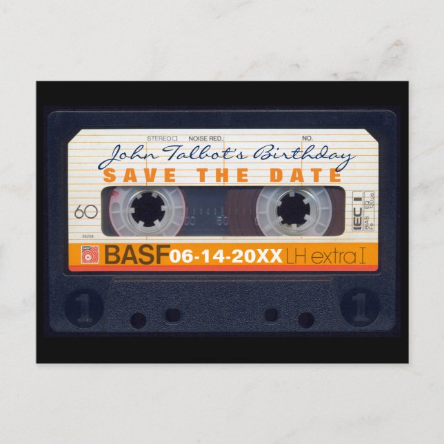 Carte postale pour les 60 ans avec cassette audio  (Devant)