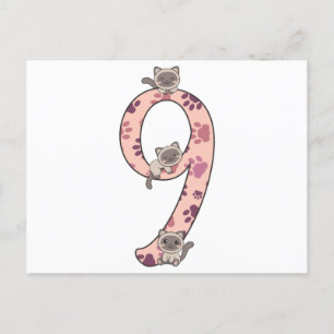 Carte postale pour les 9 ans de chat siamois pour 