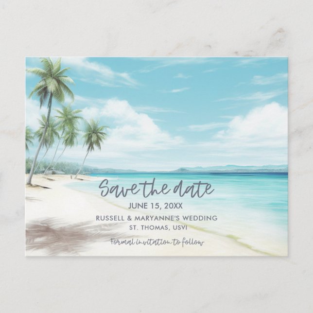 Carte postale pour mariage à la plage (Devant)