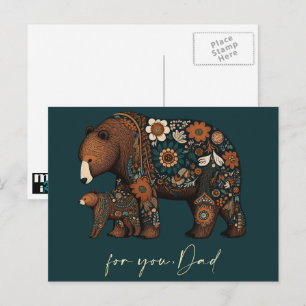 Carte Postale Pour papa sur la fête des pères mignonne ours Folk