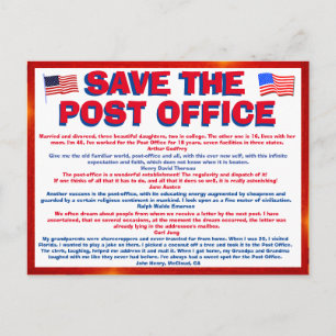 Carte postale pour SAUVER LE POSTOFFICE !!! avec d