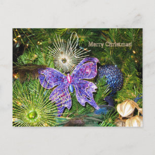 Carte postale pourpre de papillon de Joyeux Noël