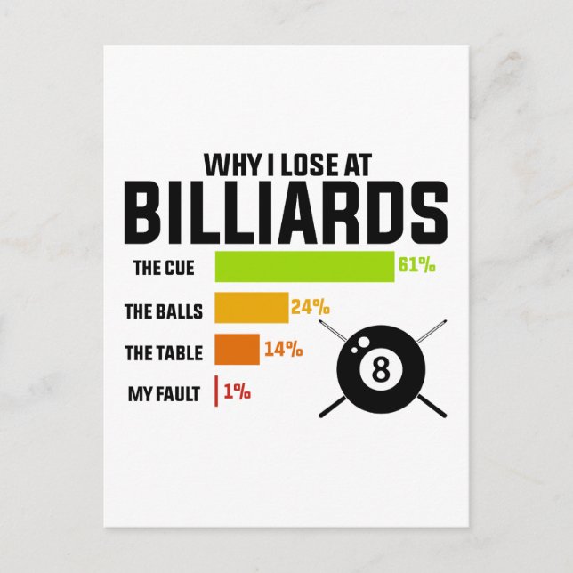 Carte Postale Pourquoi je perds à Billiards (Devant)