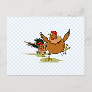 Carte Postale Poursuivre les poulets