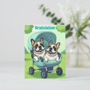 Carte Postale Poussette pour Bouledogue Français