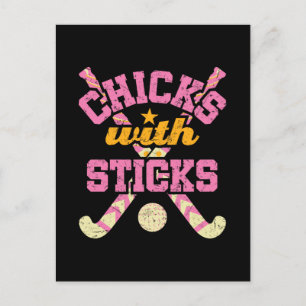 Carte Postale Poussins avec bâtons Field Hockey Femmes