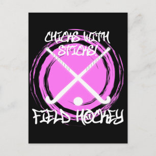 Carte Postale Poussins Avec Bâtons - Hockey sur gazon