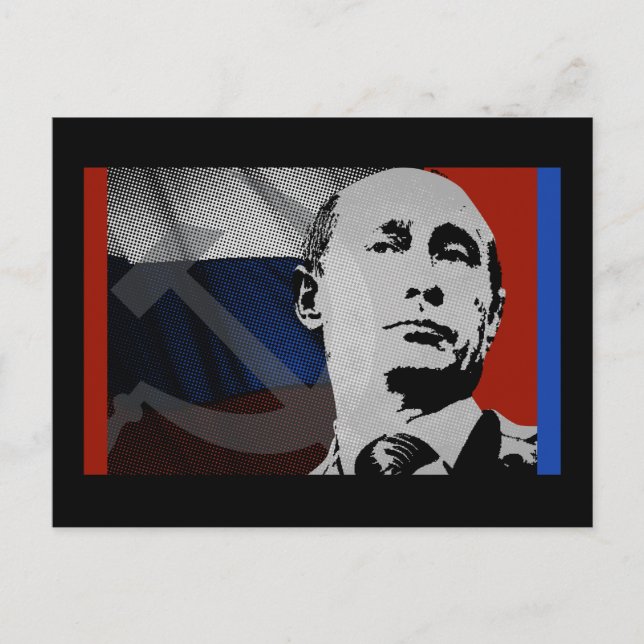 Carte Postale Poutine avec drapeau russe (Devant)