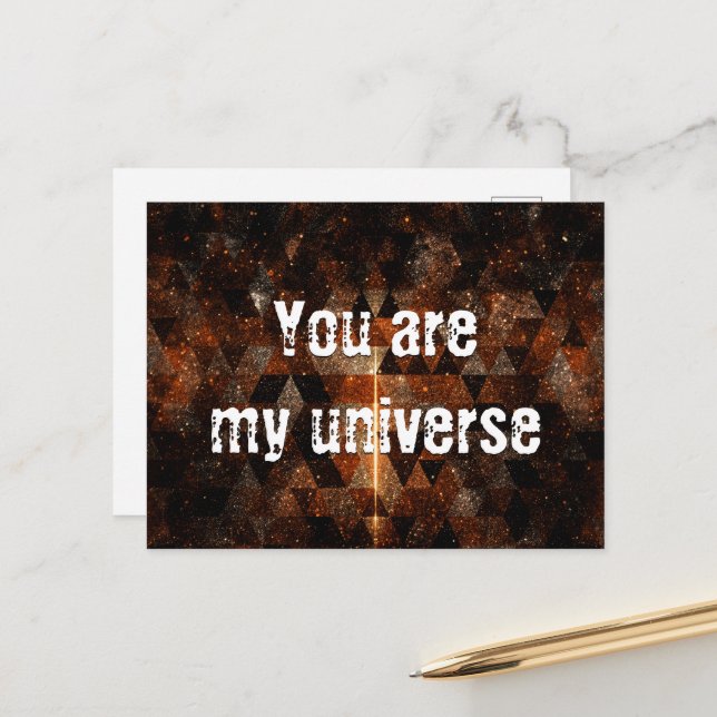 Carte Postale Poutre d'or dans l'univers brillant géométrique (Devant/Arrière en situation)