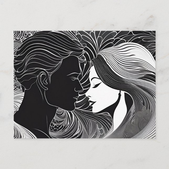 Carte Postale Pouvoir noir et blanc de l'amour (Devant)