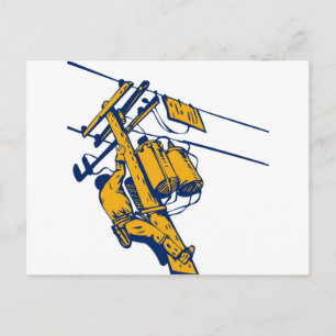 Carte Postale Power Lineman Electrician
